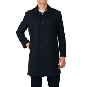 NWT Alpine Swiss Men's Classic Black Pea Coat - Medium